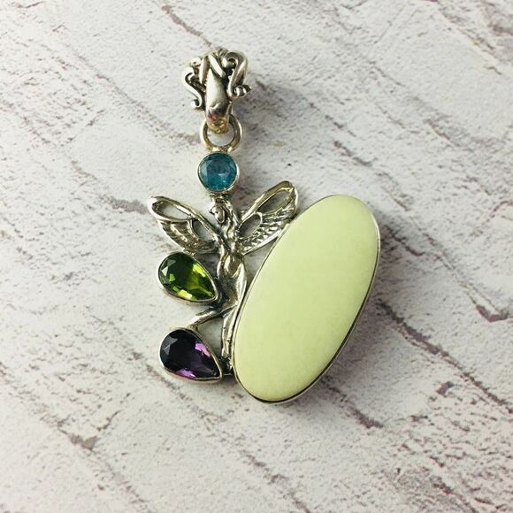 Sterling Silver Multi Gemstone Fairy Pendant - Picture 1 of 8